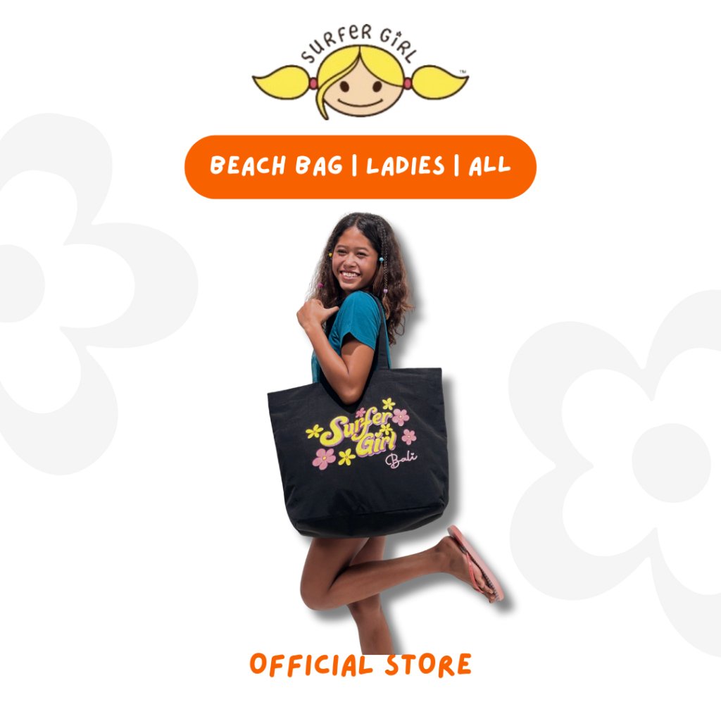 Surfer Girl Tas Pantai Bali Boheme Hitam 253AHBG001BLK | Tas Liburan | Gym | Pilates | Crinkle Berku
