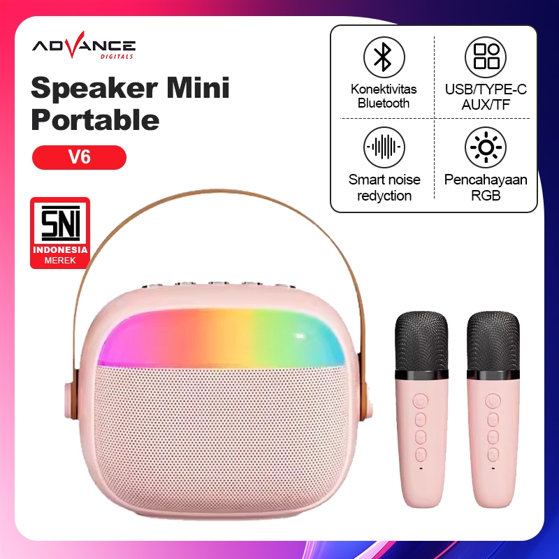 Advance Mini Speaker Bluetooth Karaoke Speaker Mini 2 mic Bluetooth Mini Full Bass Portable Wireless