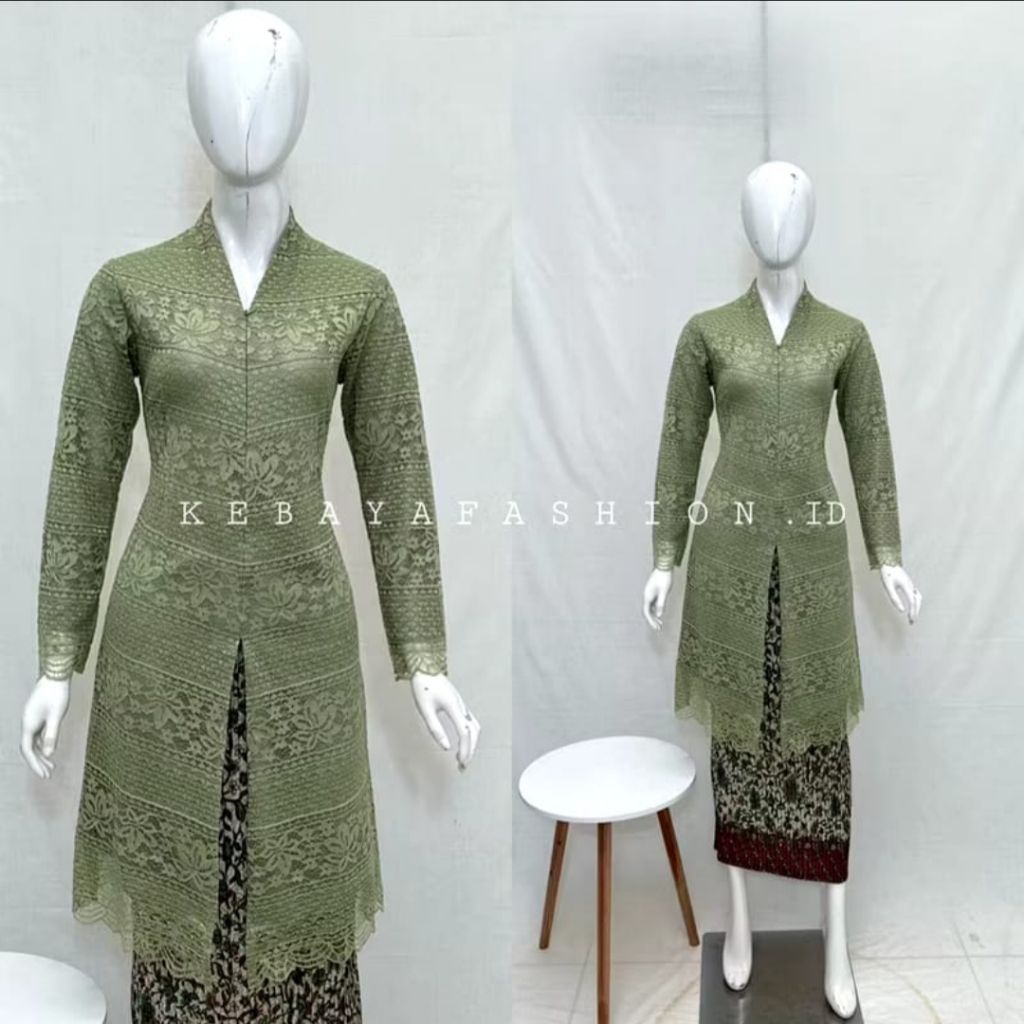 Kebaya Tunik Brokat Malika Jumbo Ld 120 / Baju  Kebaya Kondangan Brokat Modern / Kebaya Kerah v neck