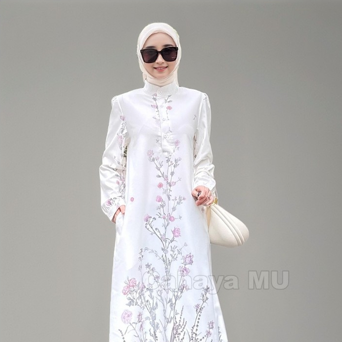 Gamis Silk Premium Motif Bunga Terbaru