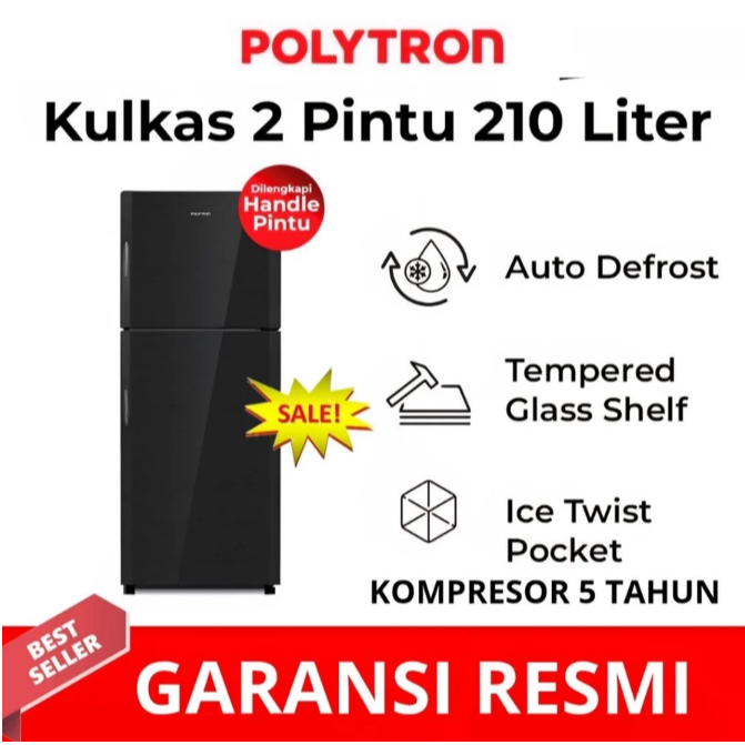 POLYTRON LEMARI ES BELLEZA 2 PINTU 210 LITER PRM 21DMY