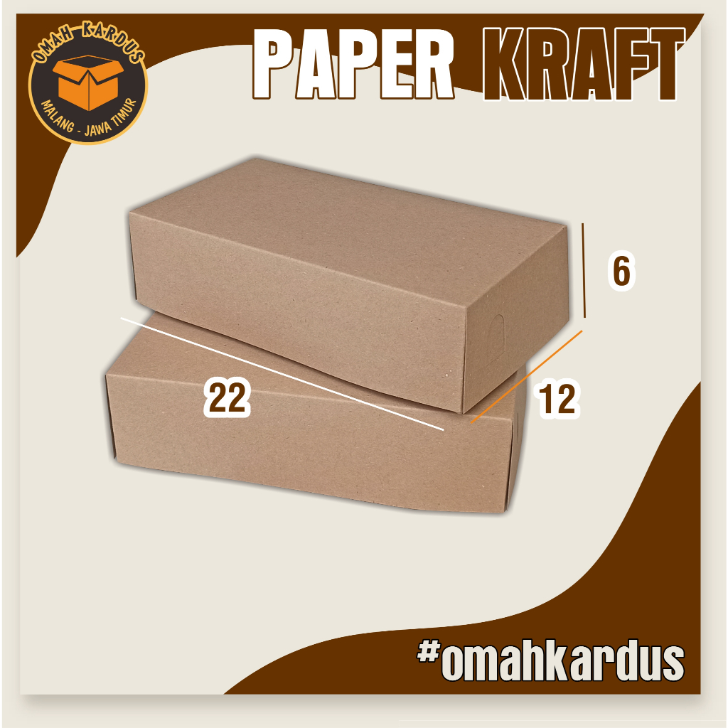 Paper craft Lunch Box 22x12x6 cm / paper box makanan / Paper kraft box nasi / kotak nasi