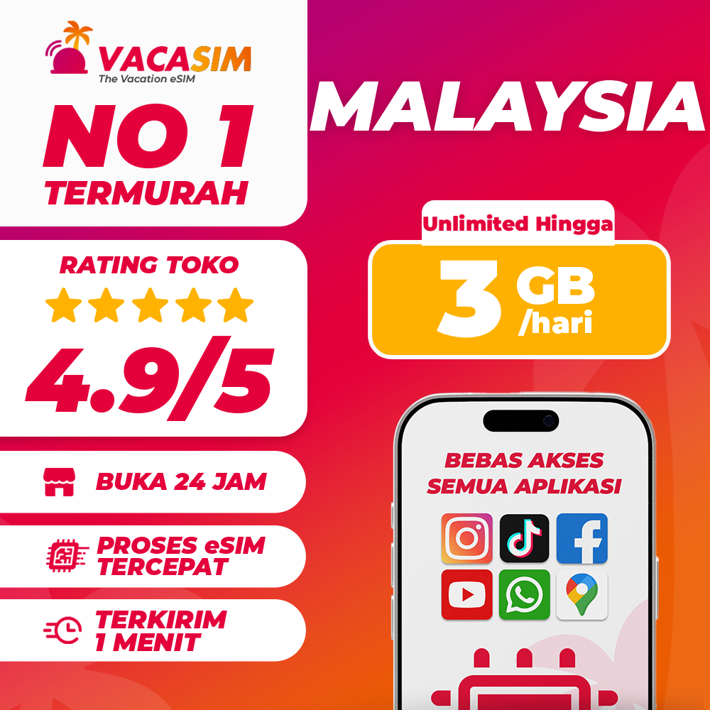 eSIM Malaysia Unlimited Data Internet Langsung Aktif | eSIM Travel Malaysia U Mobile / Celecom | eSI