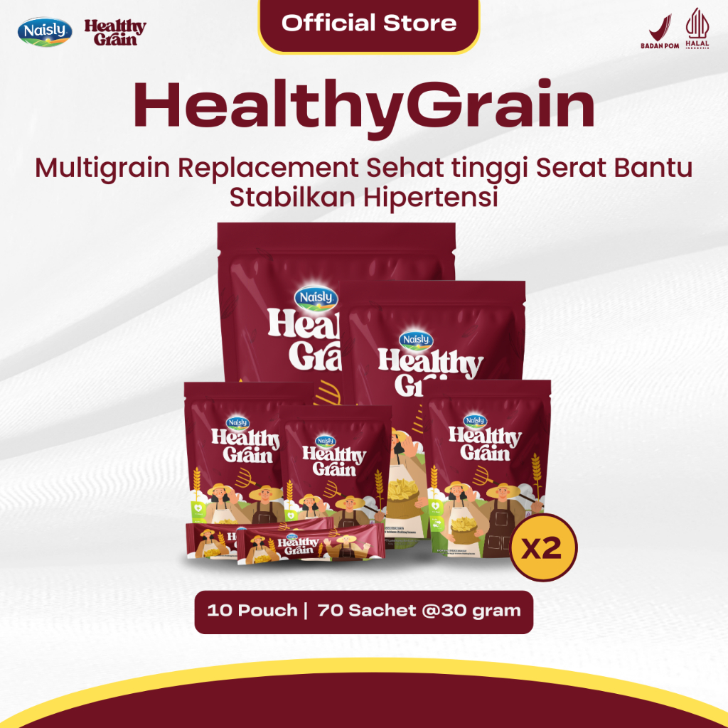 

HealthyGrain Multigrain Sehat Untuk Mengontrol Tekanan Darah & Menurunkan Hipertensi 10 Pouch