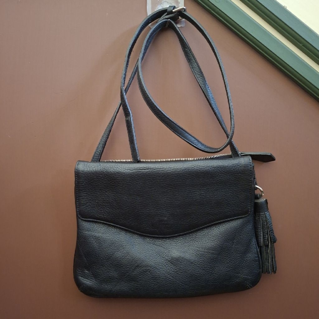 Tas Kulit Asli The Van Hitam #black leather sling bag
