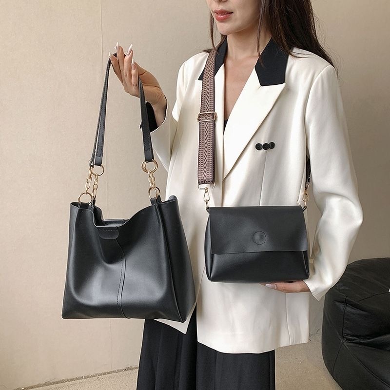 Wanita tas induk bahu Wanita tas kerja kulit PU Vintage ransel besar kapasitas