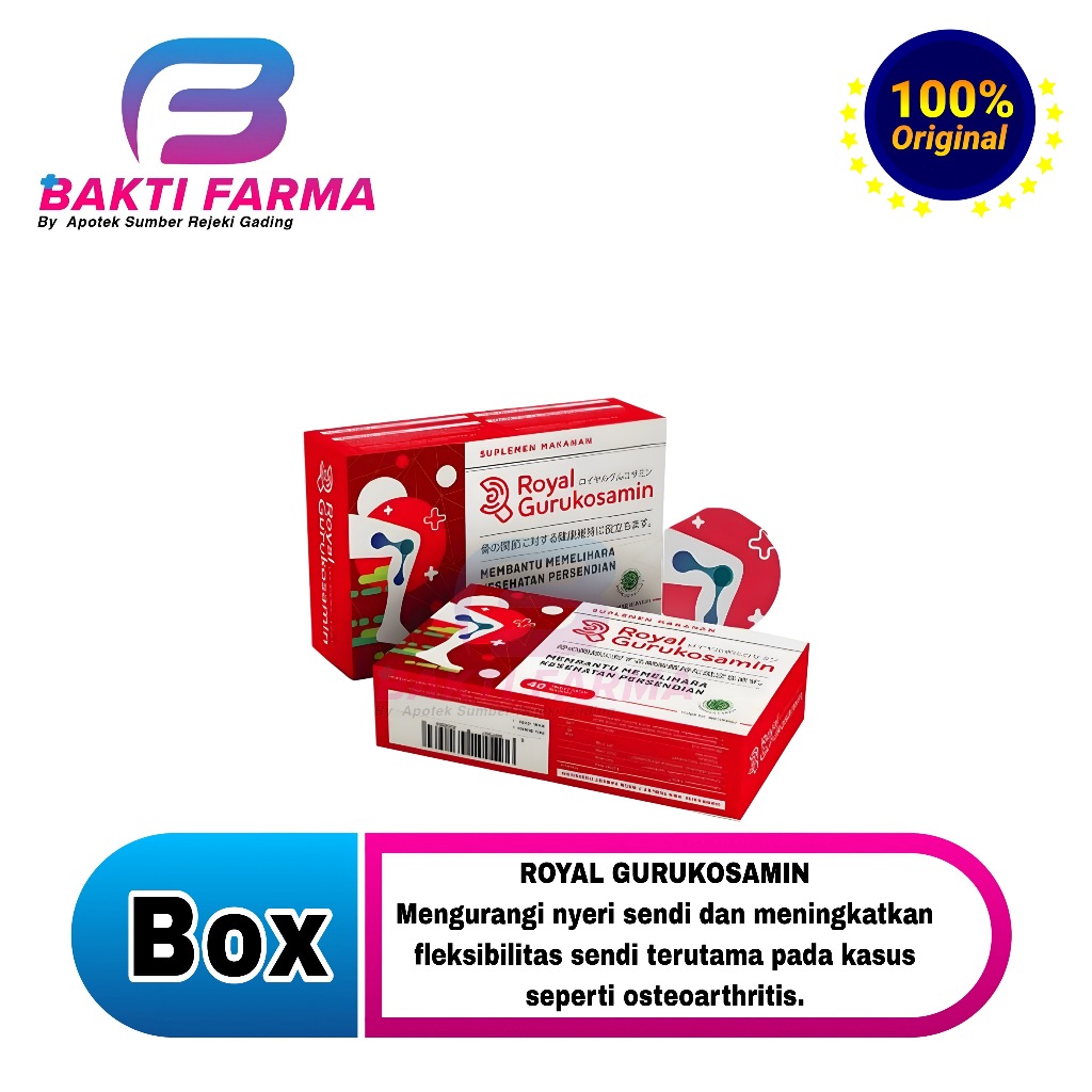 Royal Gurucosamin BOX Isi 40 Taplet 100% Original Suplemen Sendi Gurukosamin 1200 mg Glukosamin