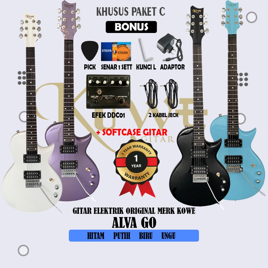 Gitar listrik original Alva Go merk Kowe