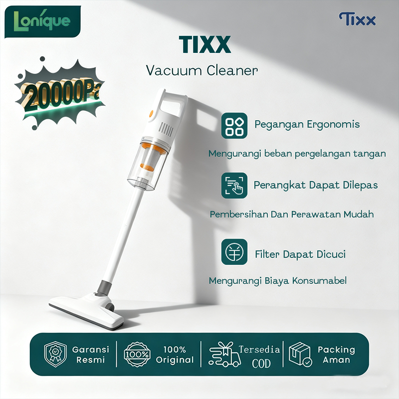 TIXX Vacuum Cleaner Nirkabel Portabel Kekuatan Vakum 20000Pa