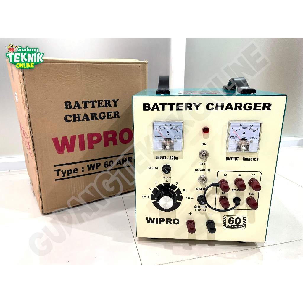 WIPRO Charger Aki Motor Mobil WIPRO WP-60AHR WP-60AHS 60A Reguler Rotary / Ces Cas Aki Baterai Batte