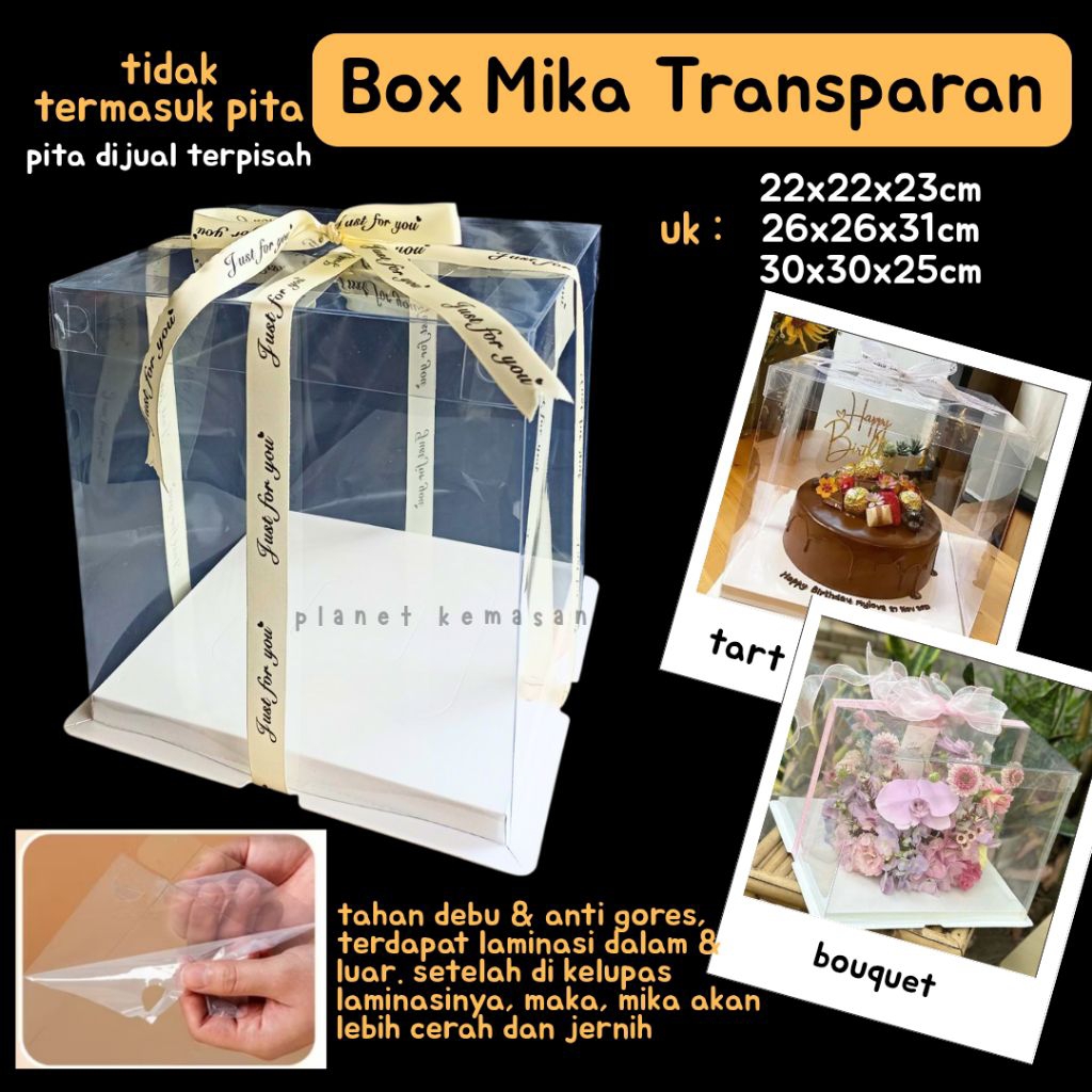 Kotak kado transparan / box mika transparan / kotak kado mika hantaran / box hampers mika hantaran