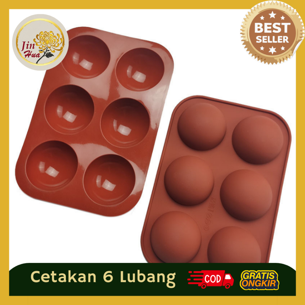 JH Cetakan Silikon Bulat 6 Lubang / Baking Mold Silicone / Cetakan Coklat 6 Lubang Bahan Silikon