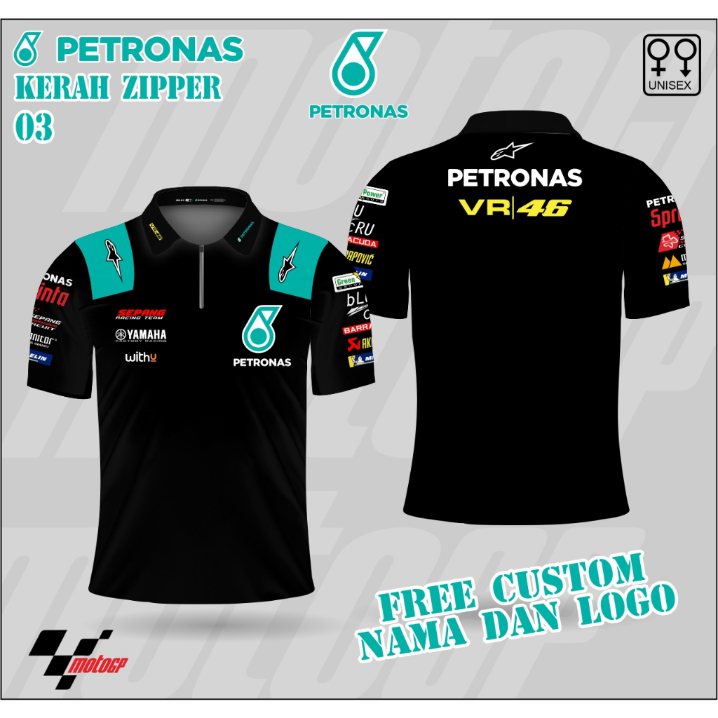 jersey motogp petronas vr46 crew kerah zipper baju motogp vr46 kaos petronas crew