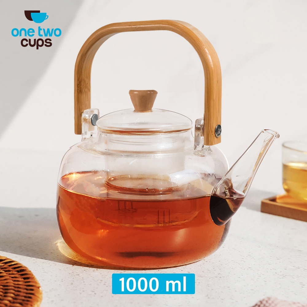 Minji Daenamu Teko Teh Kaca 1000ml | Tahan Panas Api | Poci Teh Estetik dengan Saringan Infuser