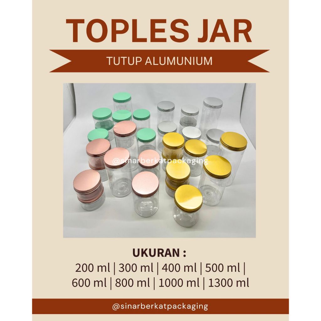 Toples Tabung / Toples Jar Tutup Alumunium Silver Gold Rosegold Tosca