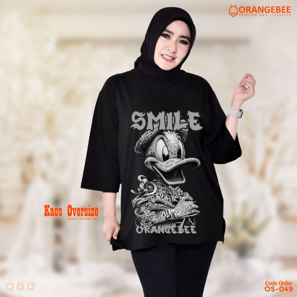 Kaos Oversize Wanita/Kaos Wanita/kaos cewek/Oversize/OrangeBee/Hitam-Bebek