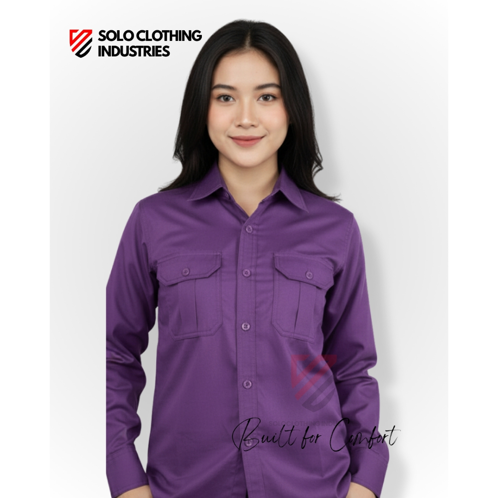 Baju Polos Panjang Pria/ Wanita Warna Ungu Muda/ Sedang untuk Seragam Instansi, Kemeja Komunitas dan
