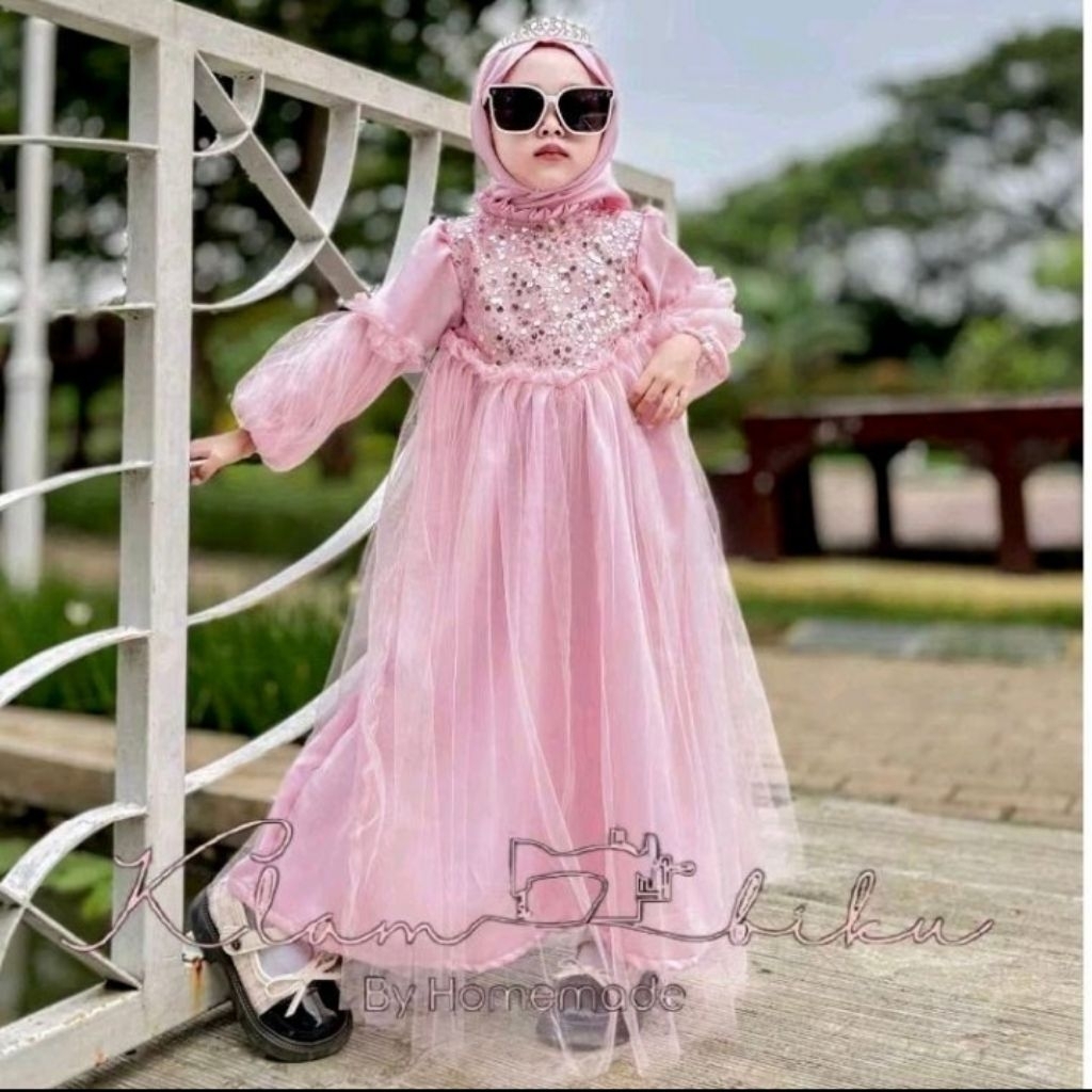 Gamis Anak Brukat Rok Tile 2-12 Tahun