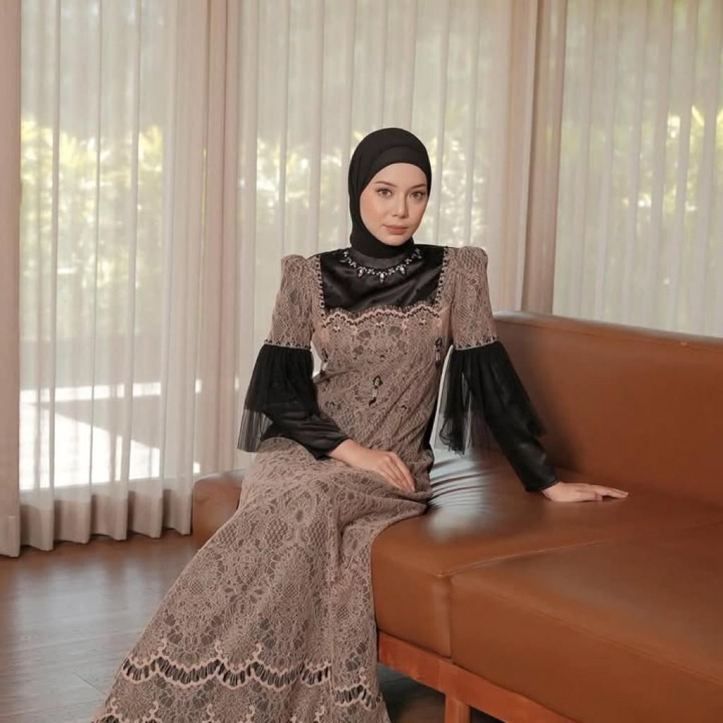 TERBARU SYAFIAH DRESS GAMIS MEWAH ELEGANT GAMIS IMPORT BAHAN SILK PREMIUM MIX BRUKAT CANTILY PAYET