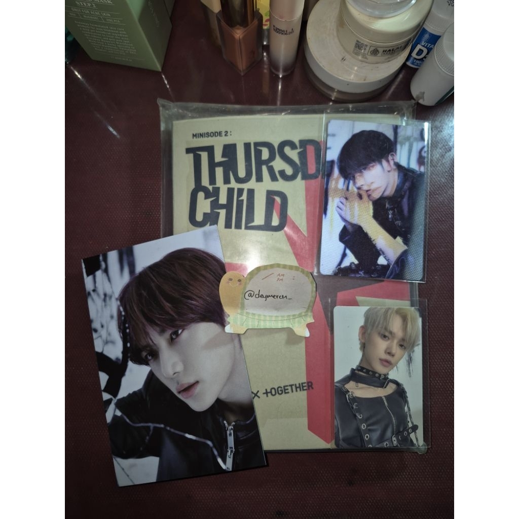 ALBUM TXT THURSDAY'S CHILD UNSEALED ver hate, PC YEONJUN HATE, POSTCARD BEOMGYU, LENTI TAEHYUN SOOBI