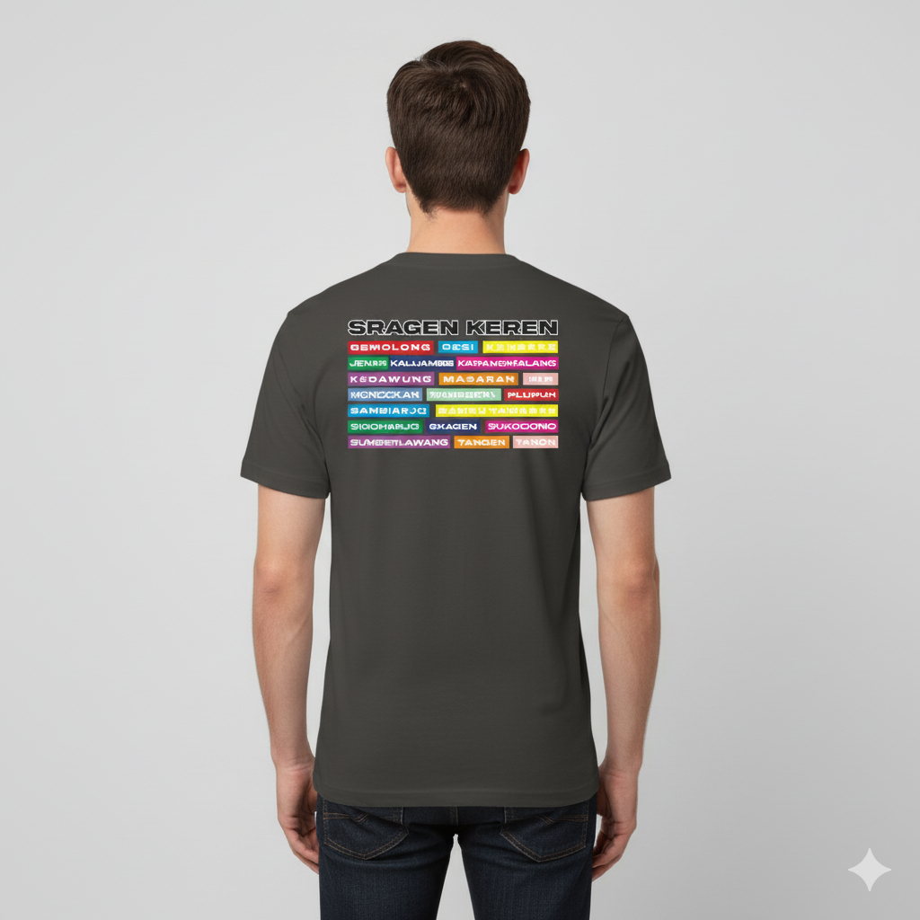 Kaos Kata Kata Sragen Pride. Katun 24s Premium, Jahit Rantai, Sablon DTF Bisa Custom Satuan