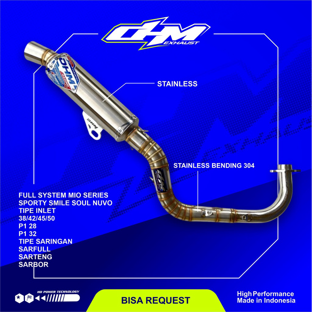 Knalpot Mio Sporti/Soul/Smile Inlet 38/42/45/50 Original DHM Racing Exhaust