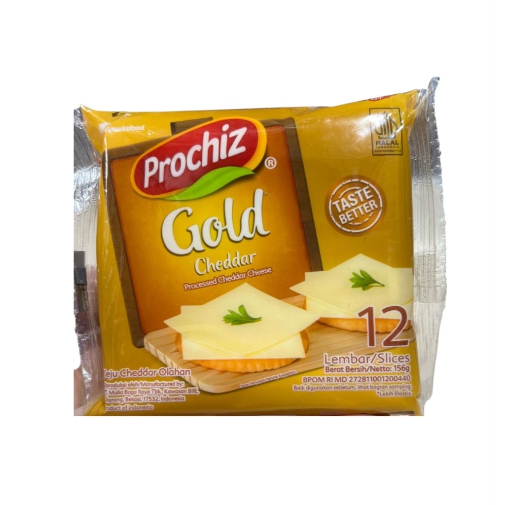 Prochiz Gold Cheddar Slices / Keju Slices 12 Lembar/Bungkus