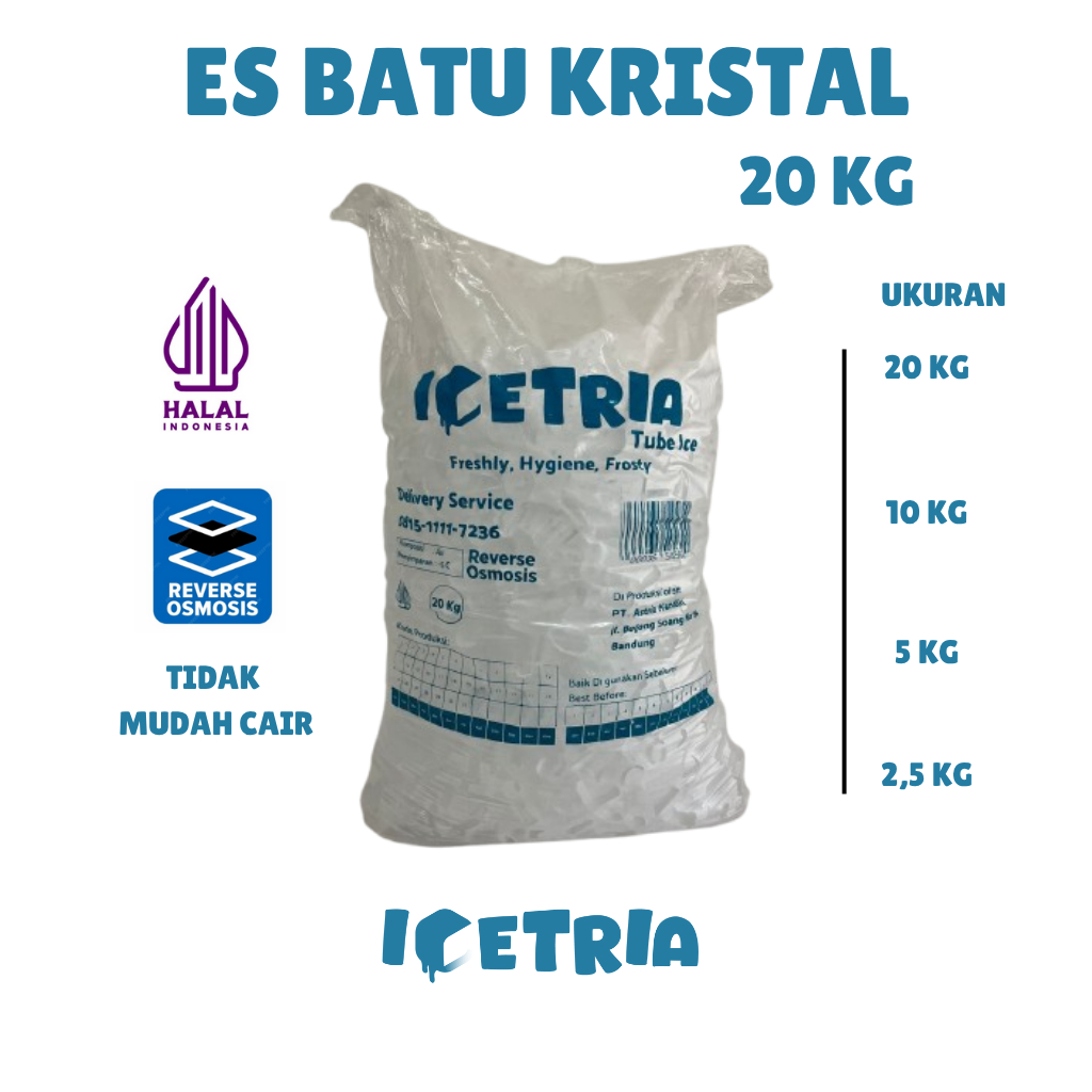 Es Batu Kristal ice Tube icetria bandung (Cube) 20 KG