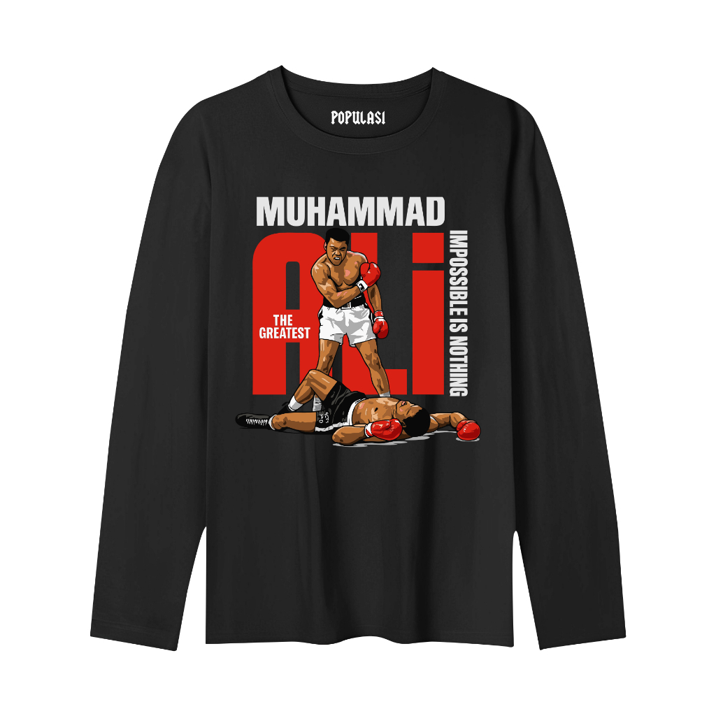 Populasi Official Kaos Lengan Panjang Muhammad Ali Nothing Is Imposibble Streatwear Unisex
