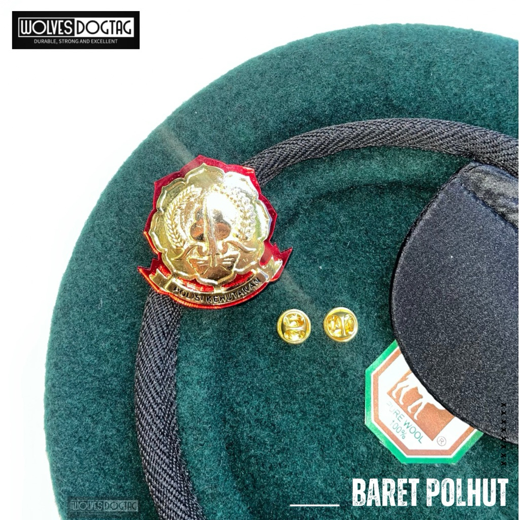 Baret Polhut / baret polisi kehutanan satu set camel / baret camel / baret hijau / topi polhut / bar
