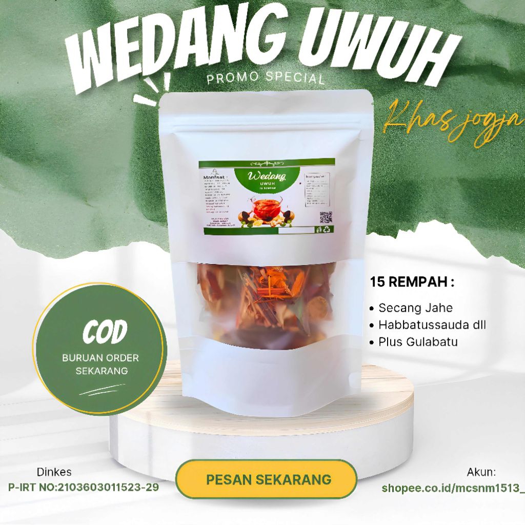 

Wedang Uwuh Komplit Khas Jogja 15 Rempah Plus Gulabatu Secang Jahe Habbatussauda