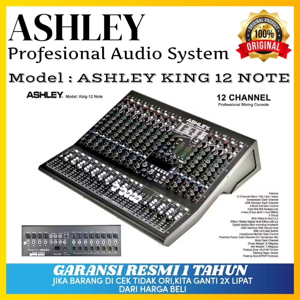 Mixer Ashley King 12 Note Original Mixer Ashley 12 Channel Bluetooth