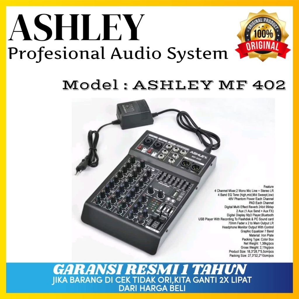 Mixer Ashley Mf 402 Original Mixer Ashley 4 Channel Bluetooth