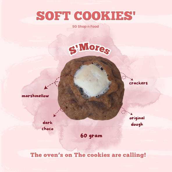 

BEST PRICE - Soft Cookies S'Mores / w' marshmellow / w' chocolate and crackres/ kukis by SG Food HOMEMADE 60gram