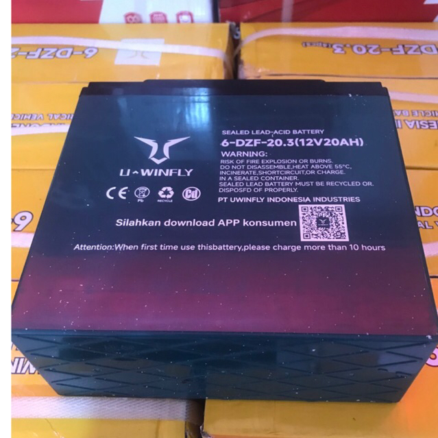 aki motor dan sepeda listrik u winfly 6-dzf-20.3 (12v20ah)