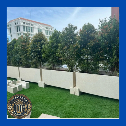 Pot Planter Teraso Persegi Panjang minimalis Bahan Batu teraso