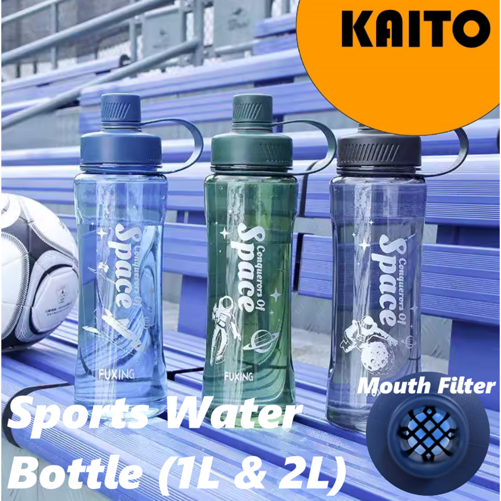 <KAITO> 1Liter & 2Liter Botol Minum Olahraga Bening / Sports Water Bottle Big Size