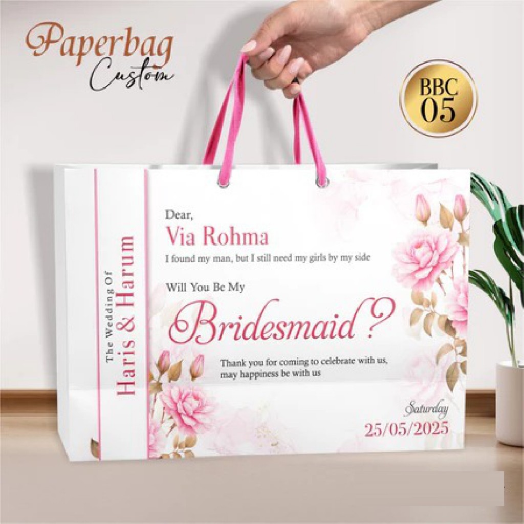 PAPER BAG BRIDESMAID CUSTOM - PAPER BAG BRIDESMAID DESAIN ELEGAN BAHAN BC (BBC)