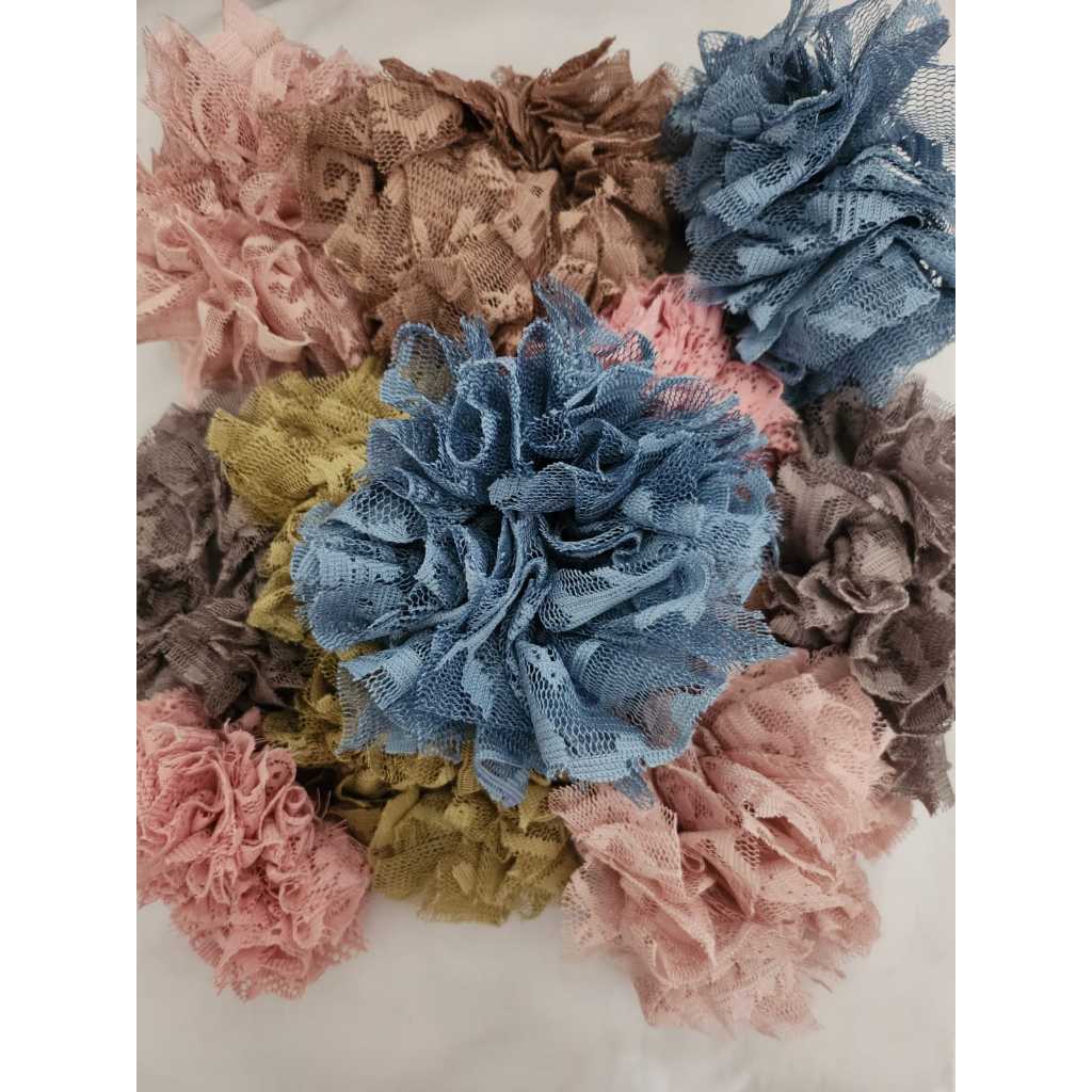IKAT RAMBUT SCRUNCHIE BAHAN BROKAT ANTI PUSING / SCRUNCHIE TILE / IKAT CEPOL HIJAB BAHAN BROKAT