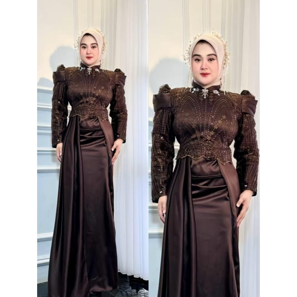 COD Calista Dress Velvet Mix Tile Spangle Aplikasi Payet Premium // Gaun Pesta Wanita Jumbo  // Gami