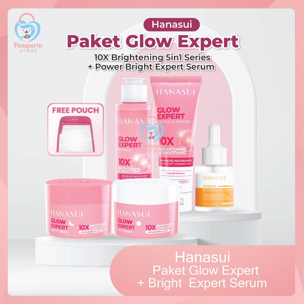 Paket Hanasui Hanasui Glow Expert 10X Brightening 5in1 Series + Power Bright Expert Serum (Free Pouc