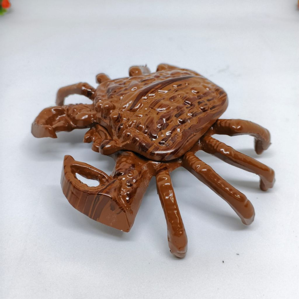 Asbak almunium asbak motif kepiting Natural kayu