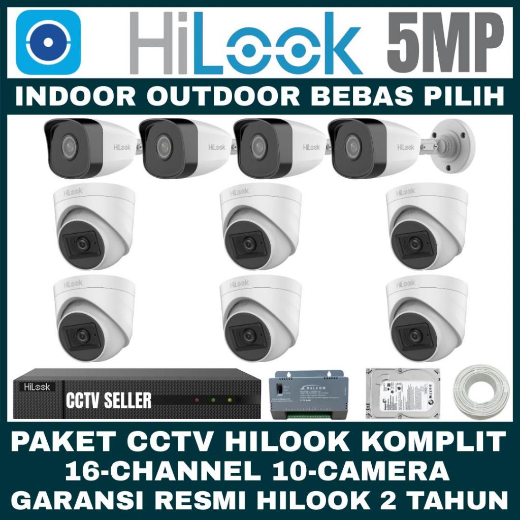 PAKET CCTV HILOOK 5MP 16 CHANNEL 10 CAMERA TURBO HD KAMERA CCTV
