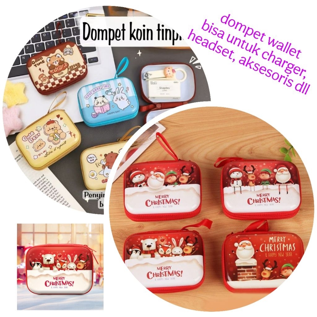 DOMPET WALLET NATAL CHARGER KOIN LUCU AESTHETIC CAPYBARA / DOMPET MOTIF CHRISTMAS/ DOMPET AKSESORIS 