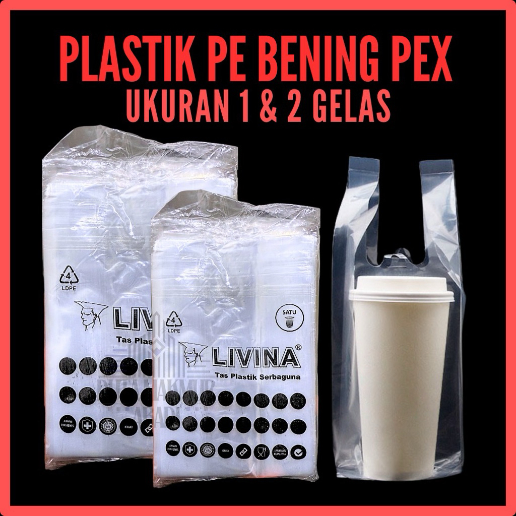 Plastik Kresek PE Bening 1 Cup 10x30 10x40 / Kantong PEX Bening Transparan Satu Gelas Livina Serbagu