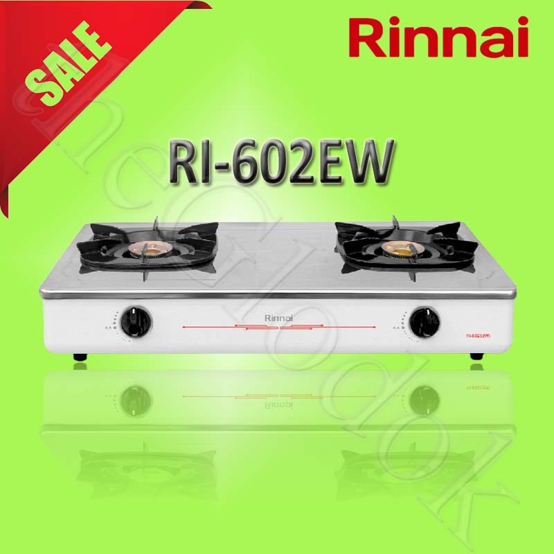 Igniz - Rinnai RI-602E W Kompor Gas 2 Tungku RI602EW Api Ekonomis 602EW 602 e ew rinai white putih