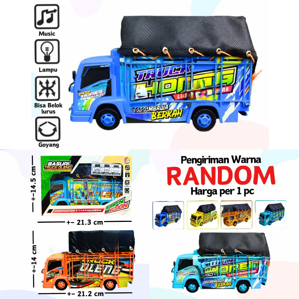 [ BISA COD ] TRUCK BASURI BUS TELOLET (Miniatur Bis Truk Oleng Indonesia Mobil Canter Konstruksi Set