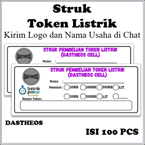 100pcs Struk Token Listrik Manual - Cetak Buku Struk Nota