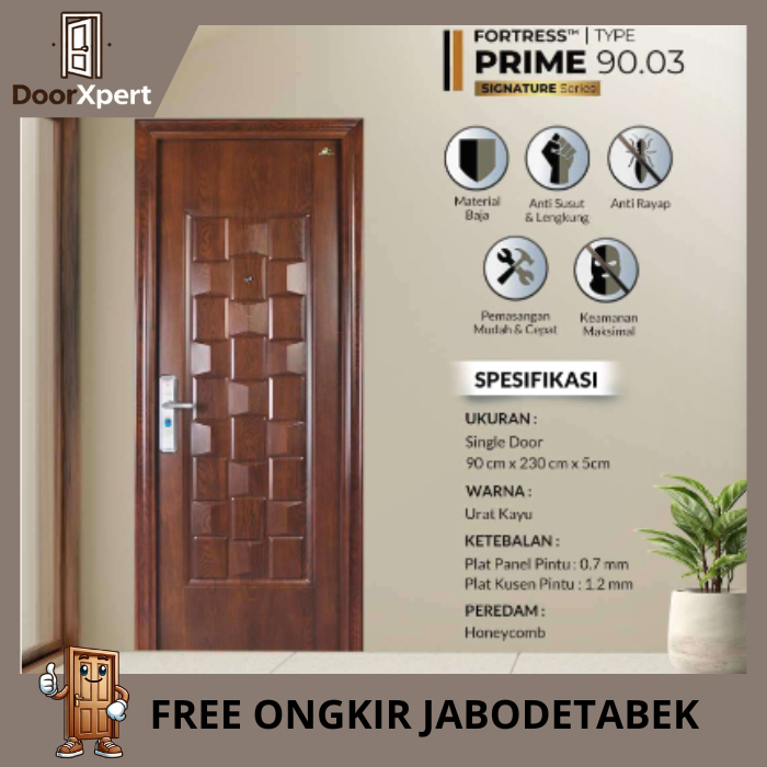 Pintu Utama | Pintu Rumah Baja FORTRESS 90.03 PRIME - 90x230