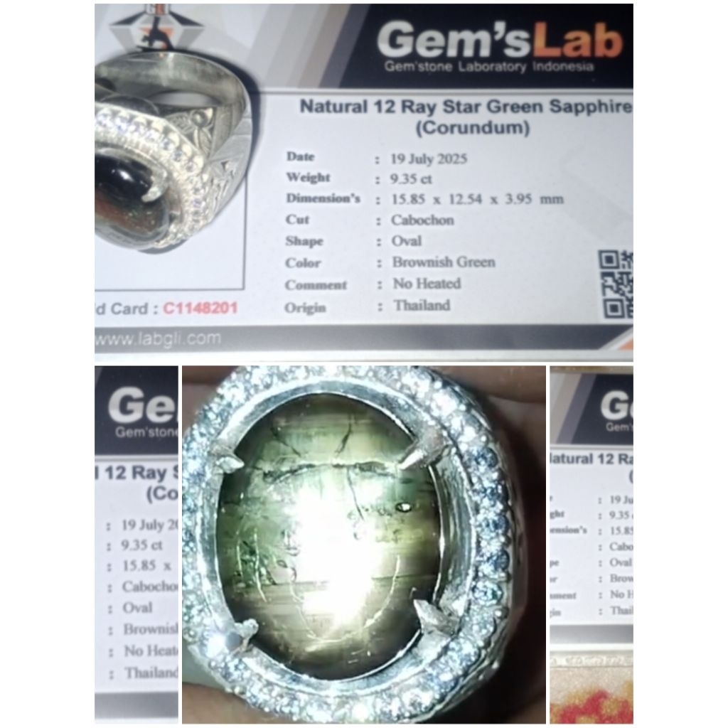 Natural Star 12 Green Sapphire 9,35 Crt (Perak 8) + Memo, Kode A99
